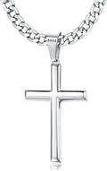 925 Sterling Silver Cross Necklace for Men Women - 5mm Diamond Cut