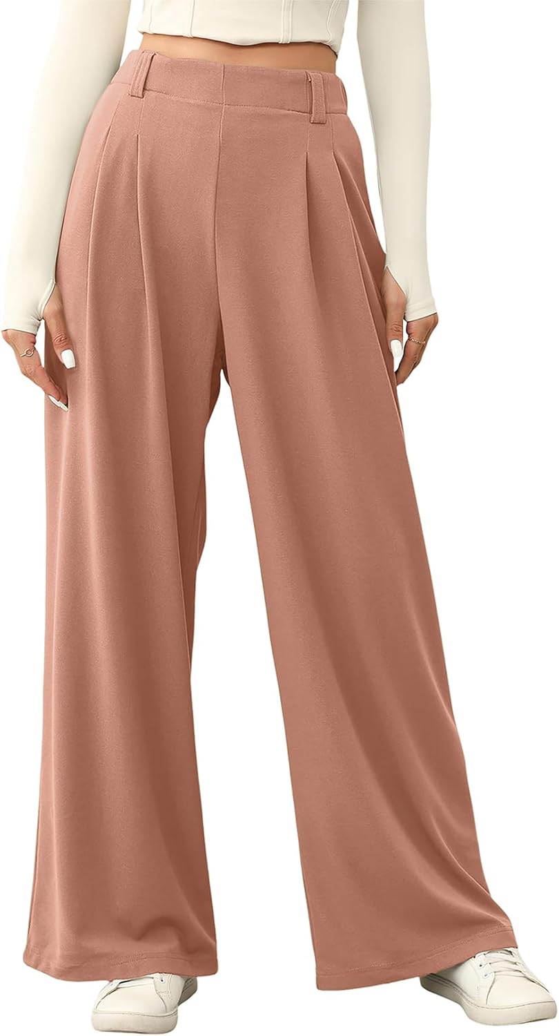 EVALESS Wide Leg Pants for Women - Cozy Fleece Lined Trousers