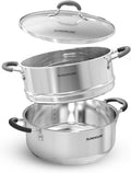 4.6 Quart Steamer Pot 2-Tier Stainless Steel - Even Heat Steamer