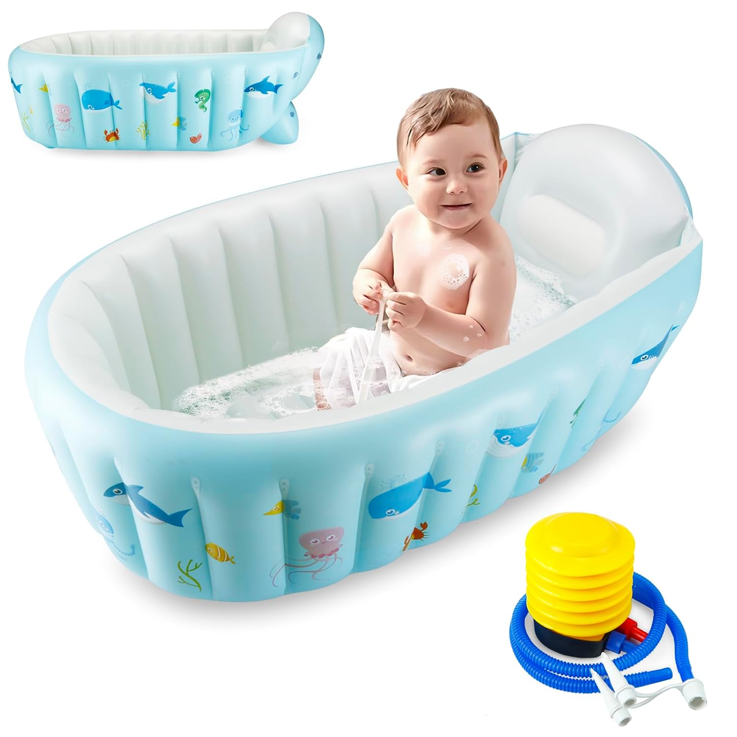 PandaEar Portable Inflatable Baby Bathtub - Spa-like Comfort