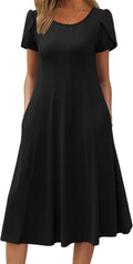 Womens Casual Summer Midi Dress - Flowy Flare Beach Sundress