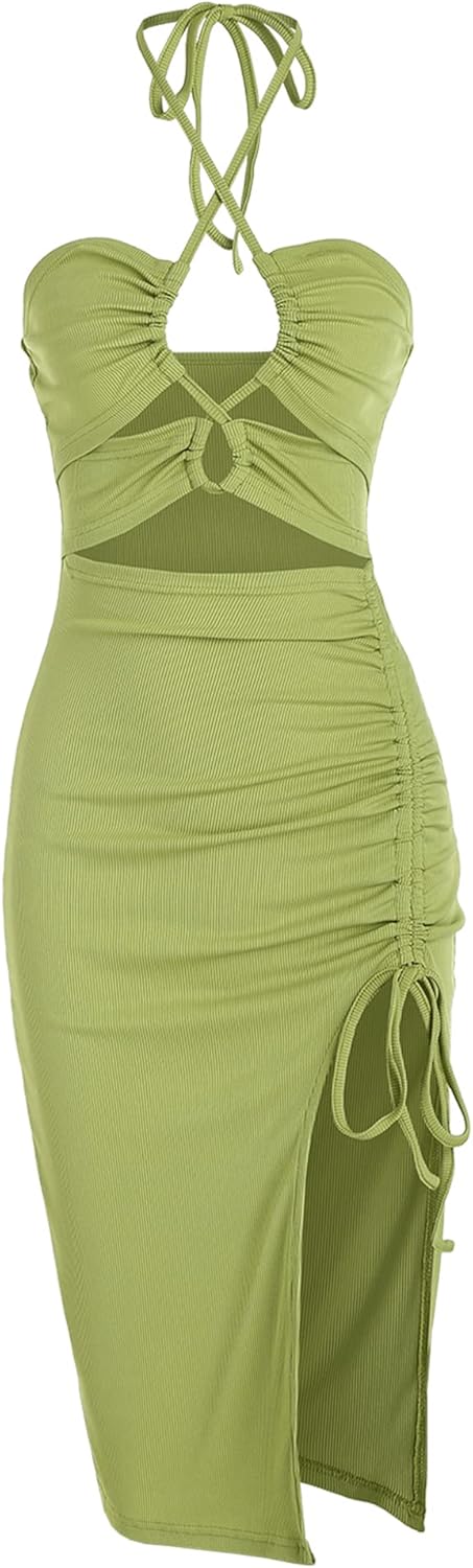 ZAFUL Women's Sleeveless Dress for Party - Sexy Midi Halter
