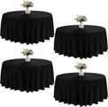 4 Pack Round Tablecloth 120 in Black Polyester - Washable Table Covers