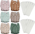 Mama Koala Cloth Diapers 6 Pack with 12 Inserts - Slim Fit, Anti Leak