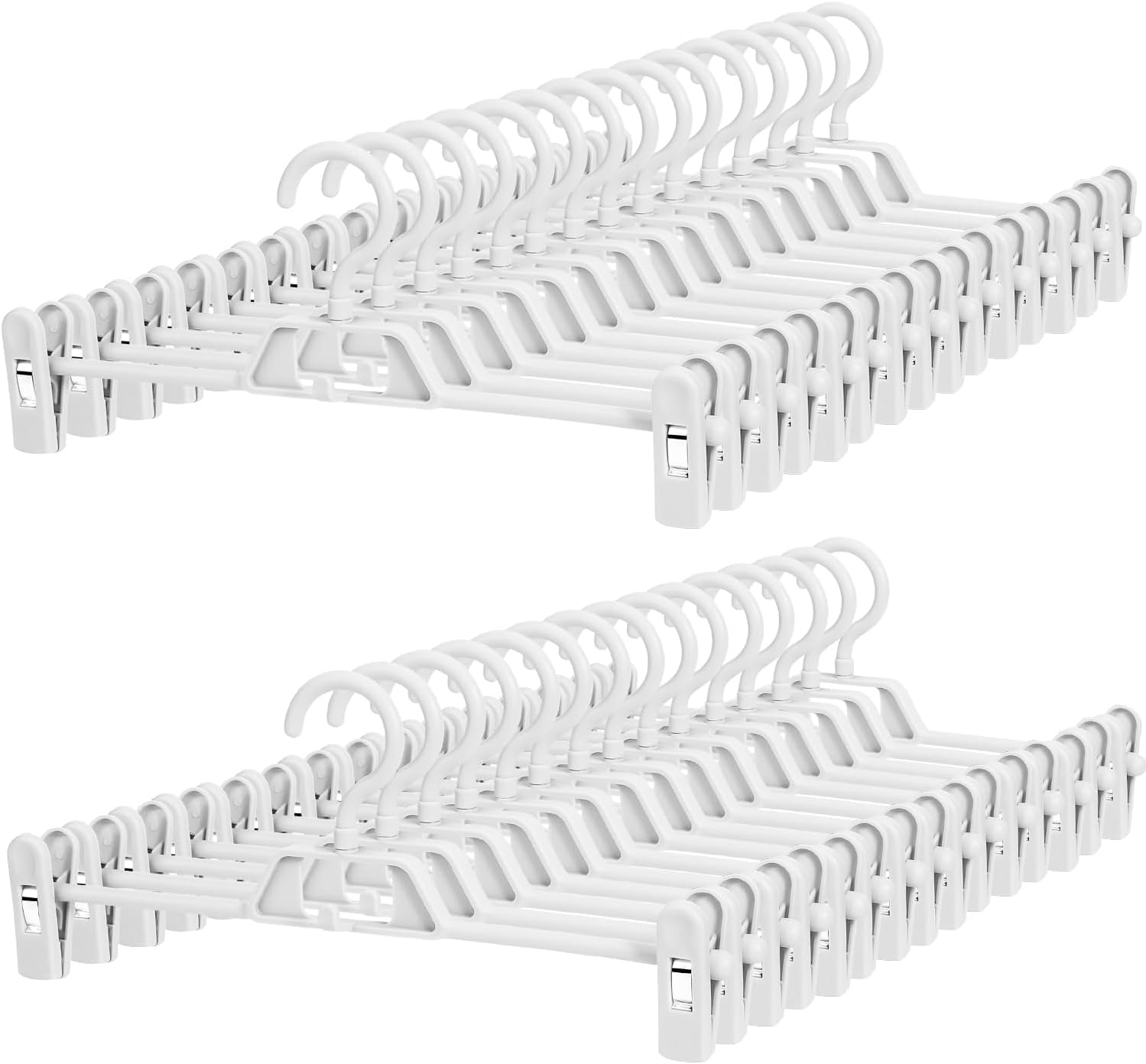 Plastic Pants Hangers with Clips for Women - 30 Pack Space Saver