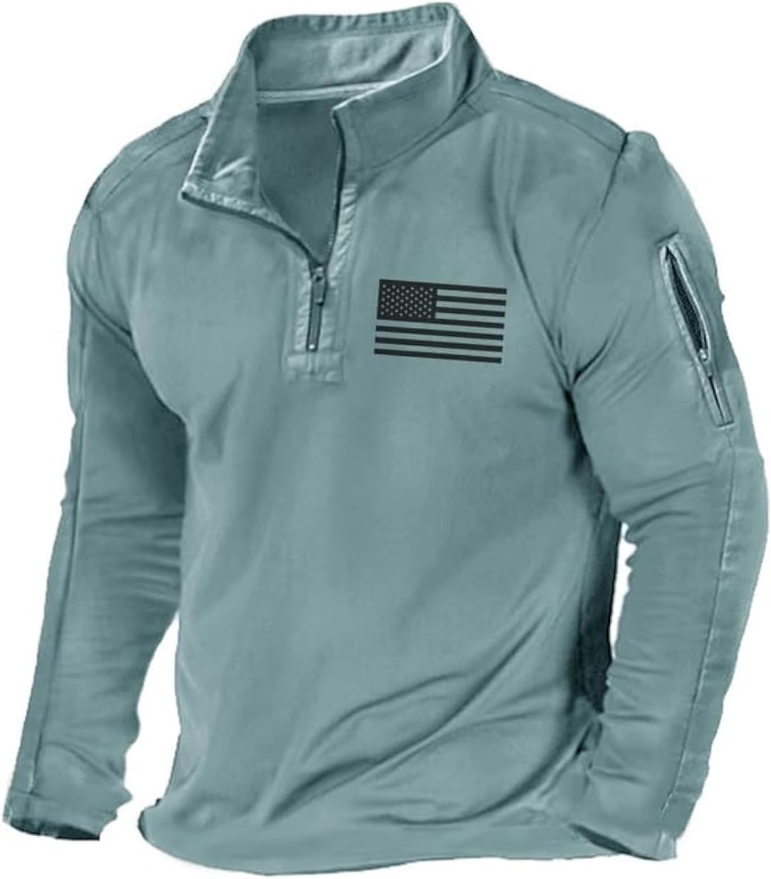 H HYFOL Men's USA Flag Graphic Pocket Pullover for All Seasons