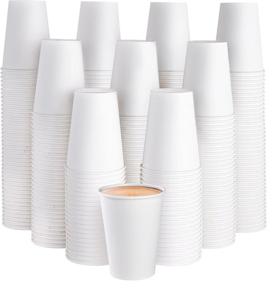 JOLLY PARTY 300 Pack 12 oz Disposable Paper Coffee Cups - Hot/Cold Beverage Drinkware