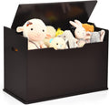 Modern Espresso Wooden Toy Chest with Bench Seat - Safe Storage