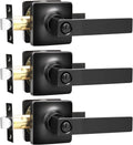 Matte Black Privacy Door Handle 3 Pack - Modern Square Lever