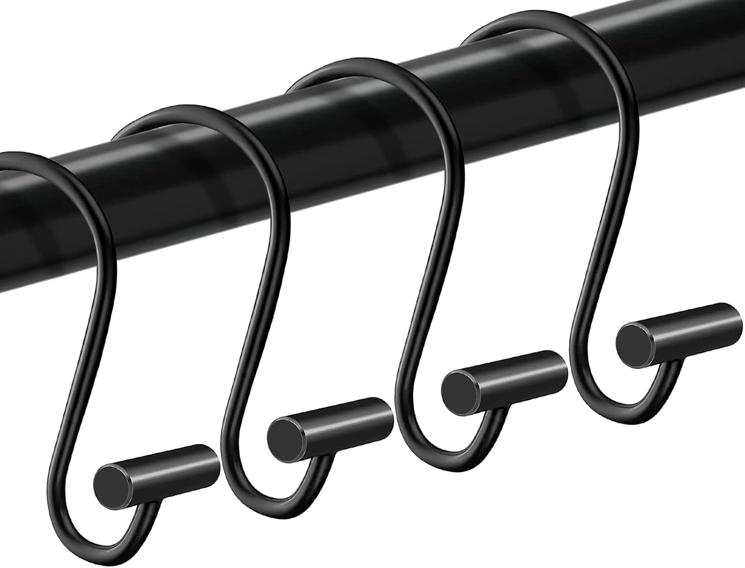 Rustproof Black Shower Hooks Set - 24 Pcs
