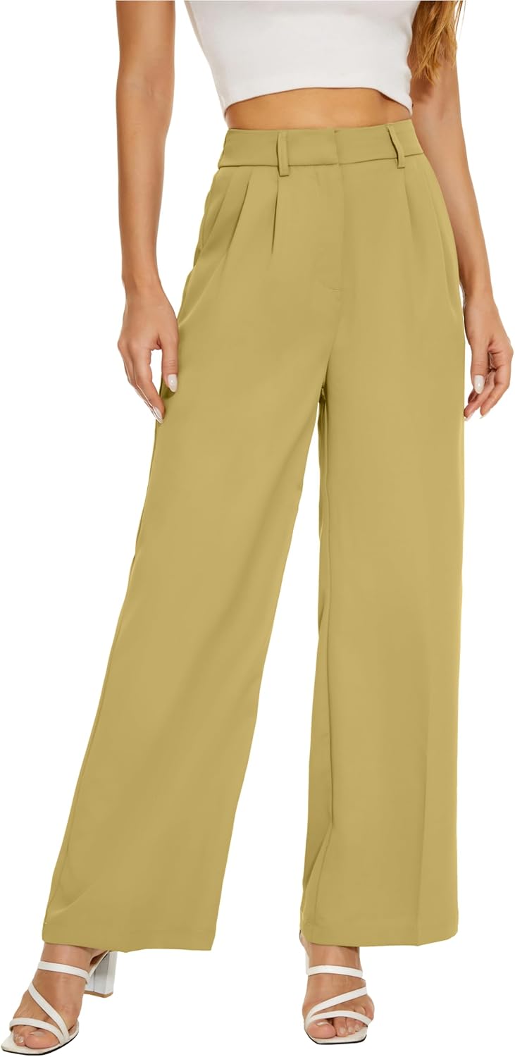 Women Office Wide High Waist Pants for Work and Casual Wear