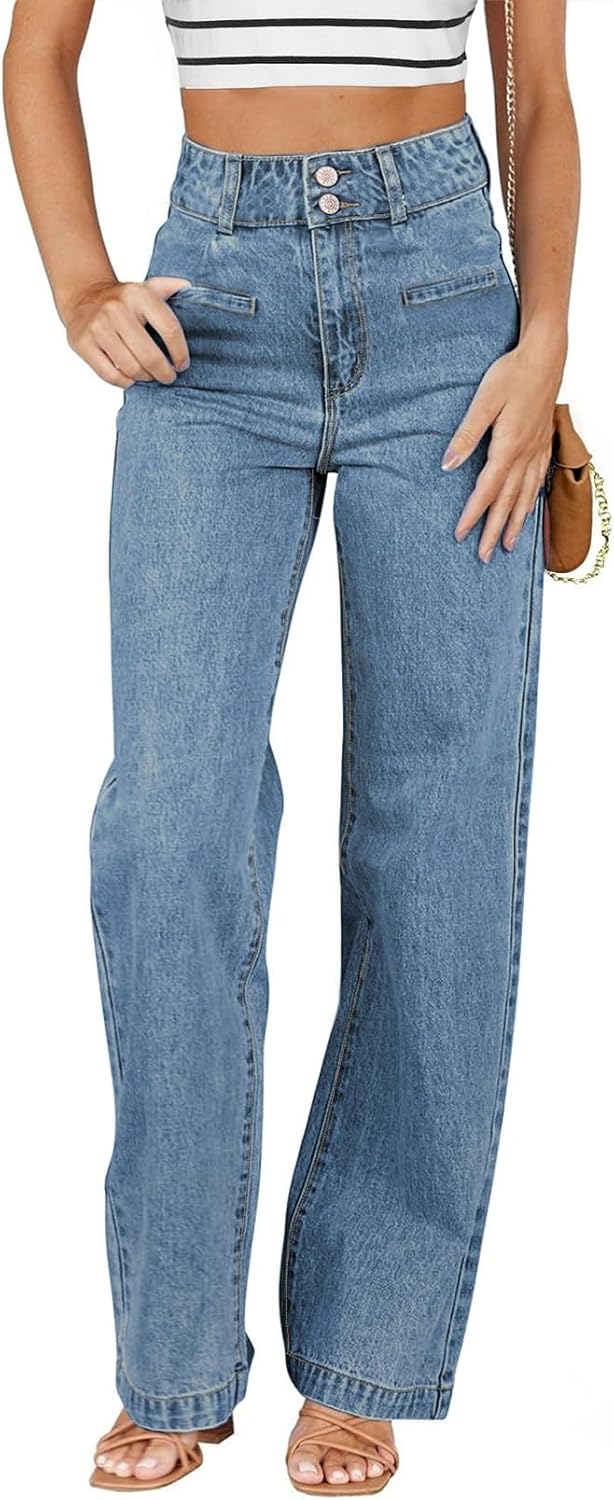 High Waisted Straight Leg Stretchy Jeans for Women by Sidefeel
