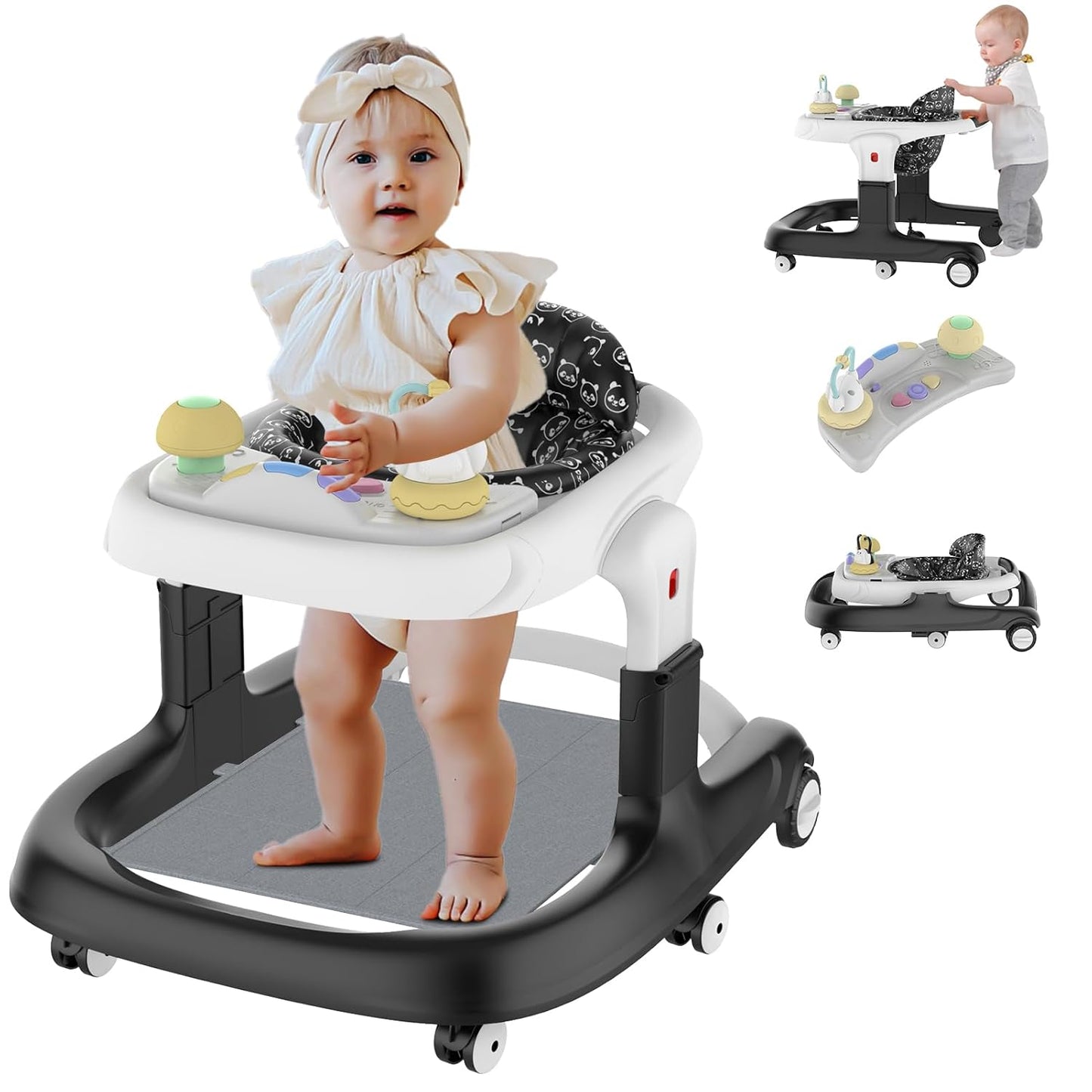 4-in-1 Foldable Baby Walker with Wheels and Music for Infants