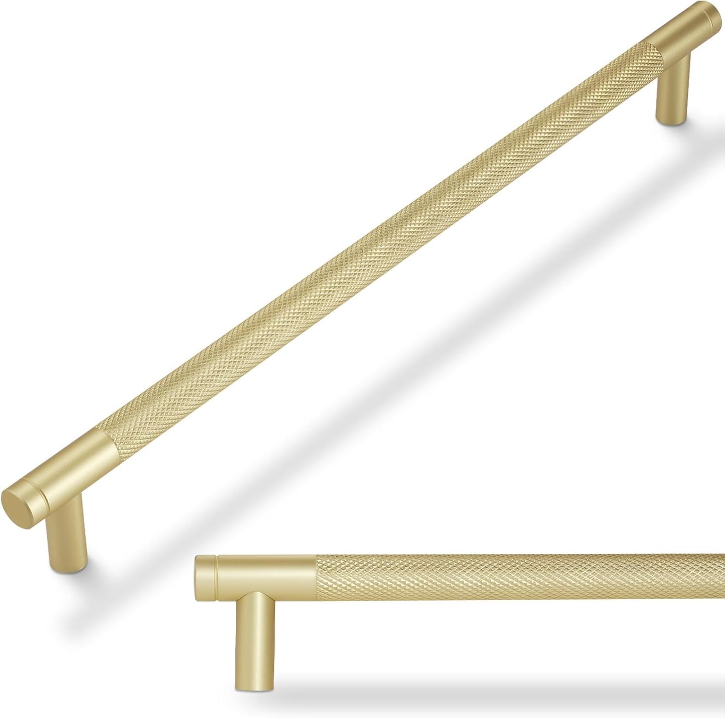Brushed Brass Kitchen Cabinet Handles - 6 Pack Gold Drawer Pulls