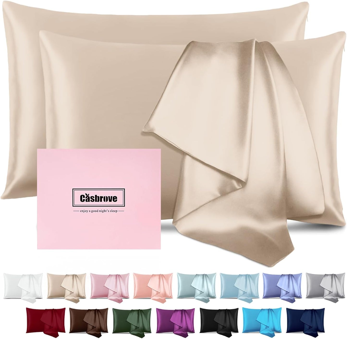 Silk Pillow Cases 2 Pack for Beauty Sleep and Skin Care