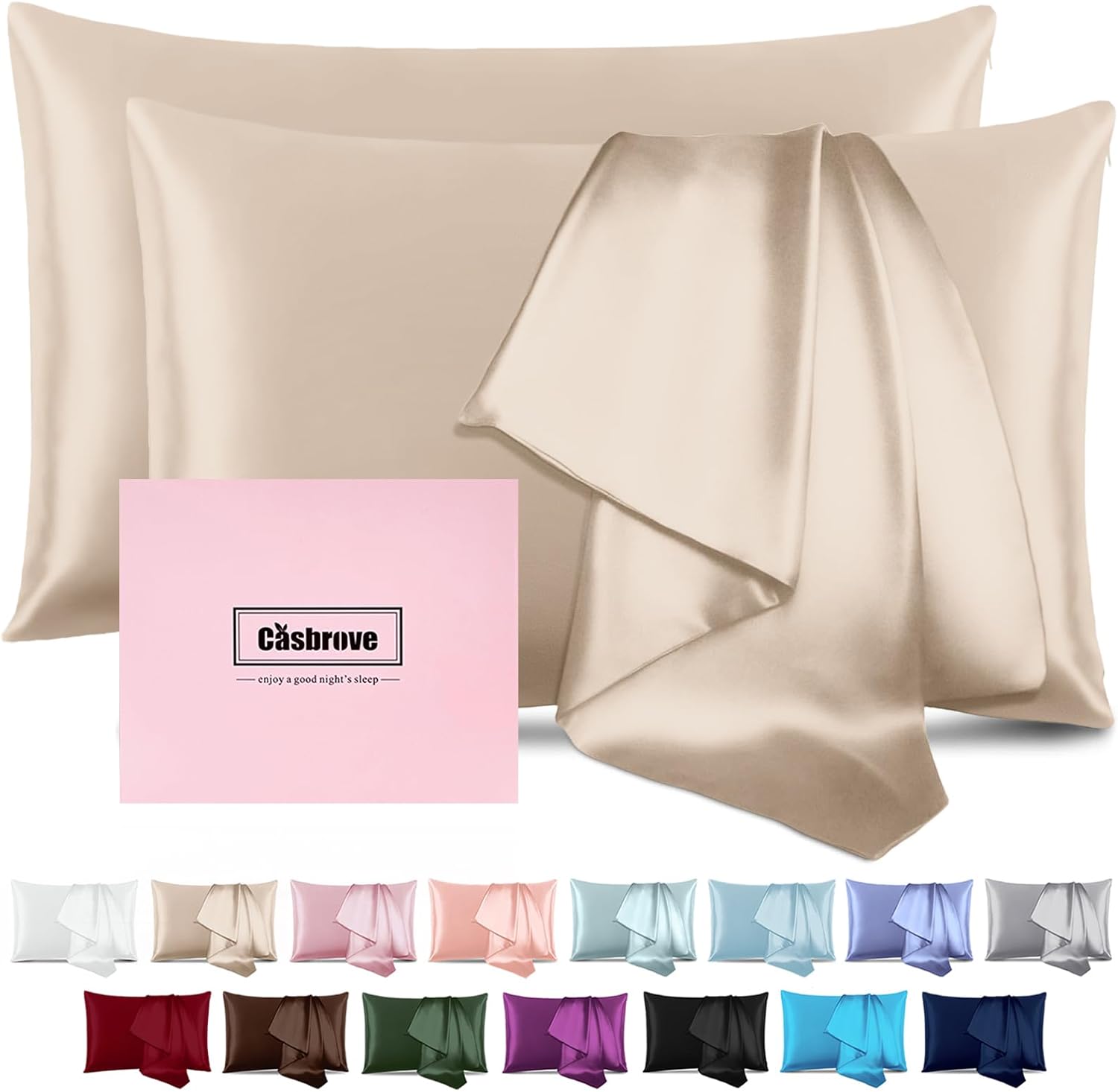 Silk Pillow Cases 2 Pack for Beauty Sleep and Skin Care