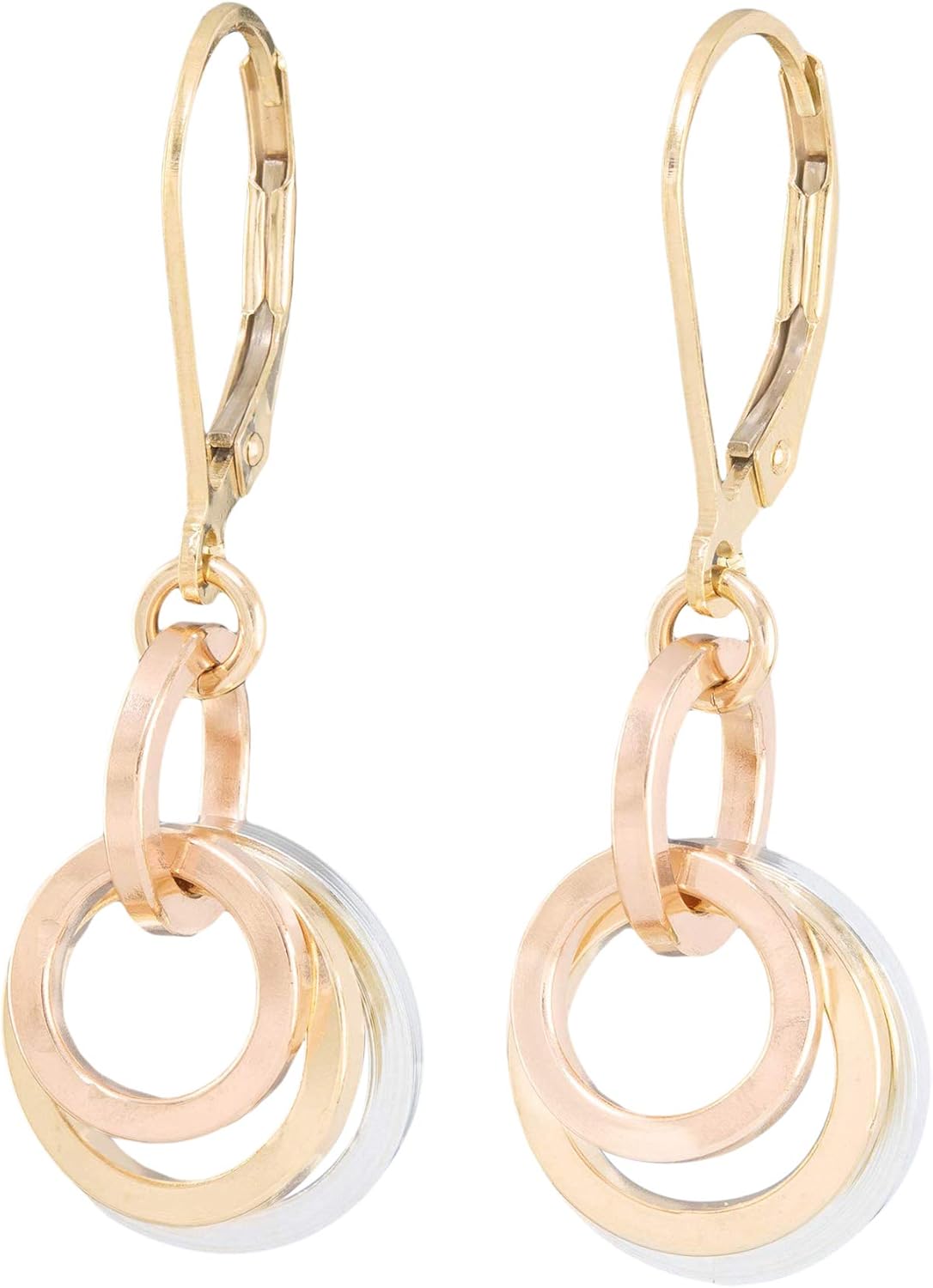 Three Tone Earrings for Women in Sterling Silver and Gold-Filled