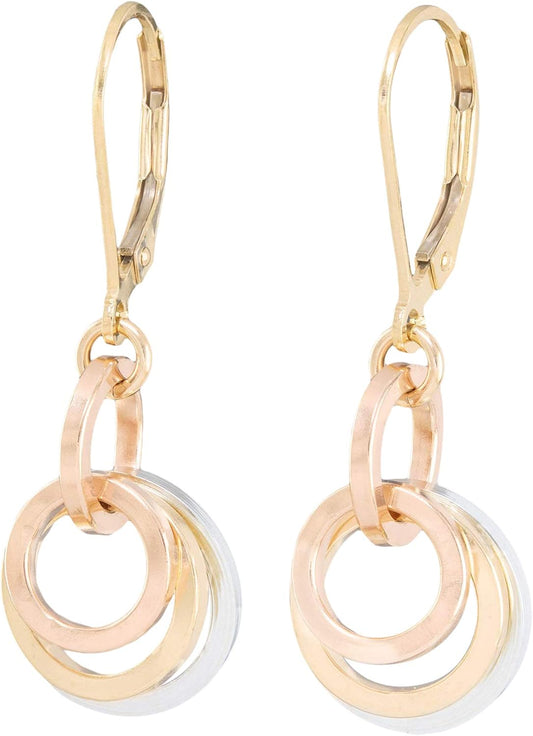 Three Tone Earrings for Women in Sterling Silver and Gold-Filled