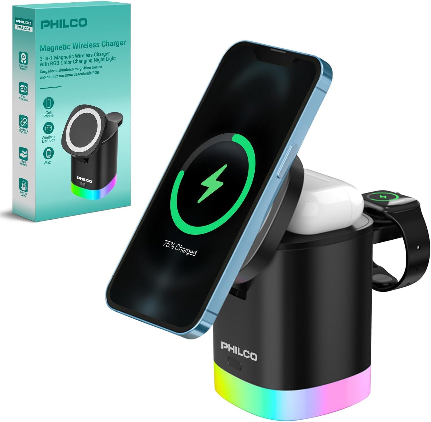 Philco 15W Magnetic Wireless Charger: Fast & Efficient Charging