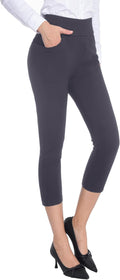 ZTN Women's High Waist Pull-On Dress Pants Cropped Capris - Tummy