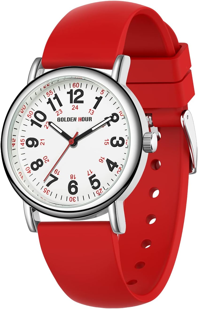 Waterproof Nurse Watch - Military Time, Luminous Dial, Colorful Band