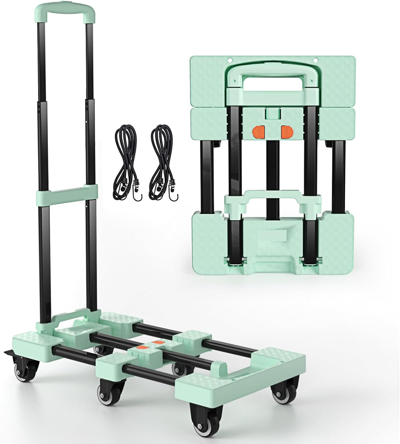 Folding Hand Truck 500lbs Heavy Duty Portable with 6 Wheels