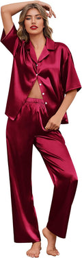 Silk Satin Pajamas Set Women Short Sleeve - Soft 2-Piece Sleepwear
