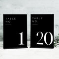 Black Wedding Table Numbers 1-20 with Stands - Minimal 5x7 Acrylic