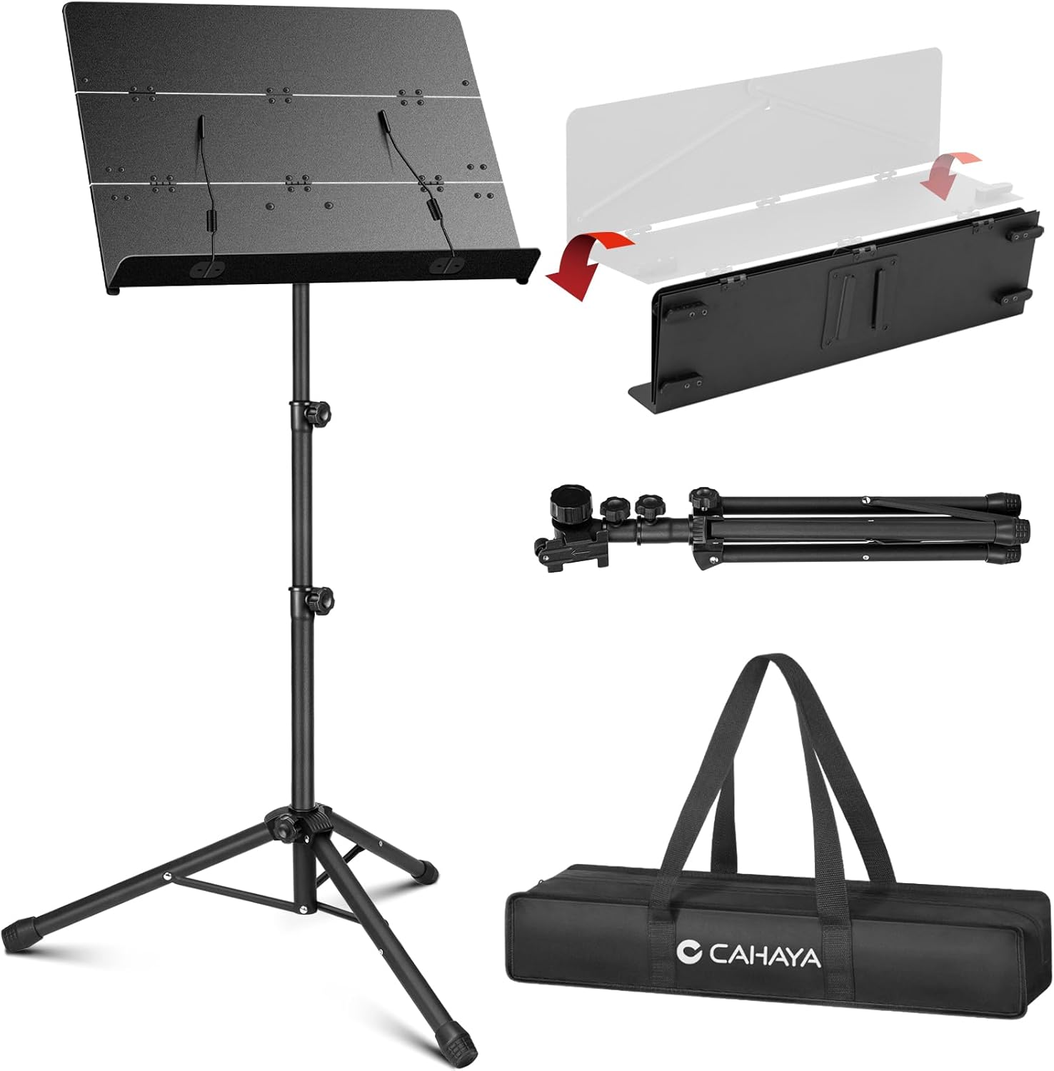 CAHAYA Foldable Sheet Music Stand with Tri-fold Panel Design