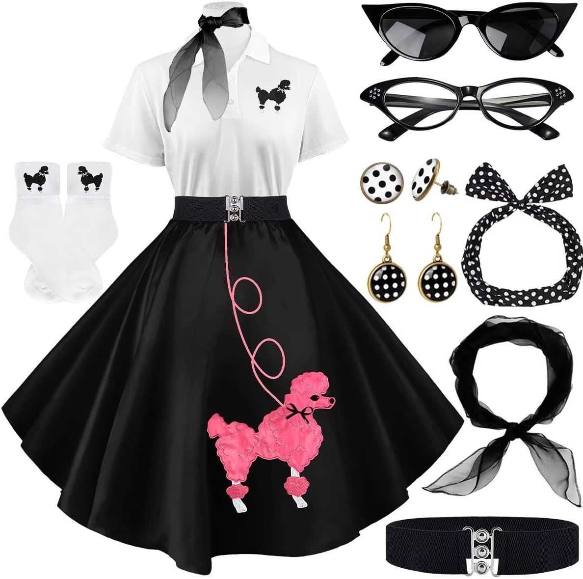 Sock Hop Outfits Women with 50s Accessories for Retro Fun