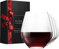 ELIXIR GLASSWARE Stemless Wine Glasses Set of 4 - Elegant Red 18 oz