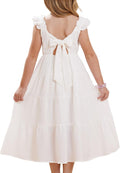 GRACE KARIN Girls Dress Summer Tie Back Ruffle Sleeve Maxi