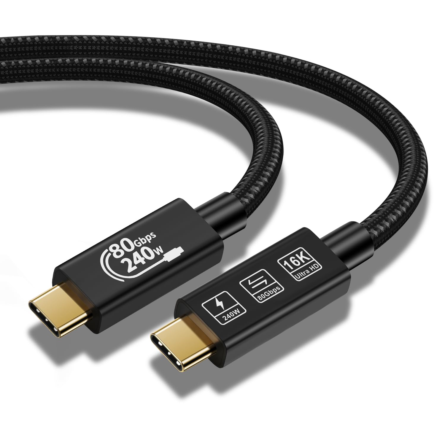 YIWENTEC 80Gbps Thunderbolt 5 Cable: 120Gbps Bandwidth, 240W Power