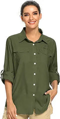 Women's UPF 50 Long Sleeve Safari Shirt - Quick Dry Sun Protection