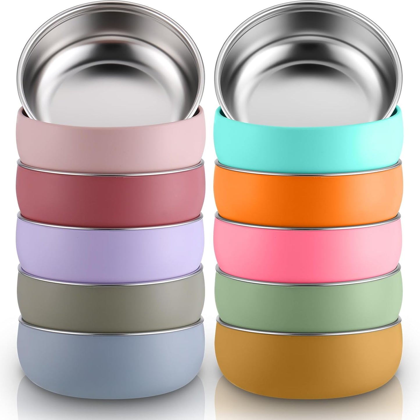 Nuogo 10 Pcs Stainless Steel Baby Bowls with Silicone Shell