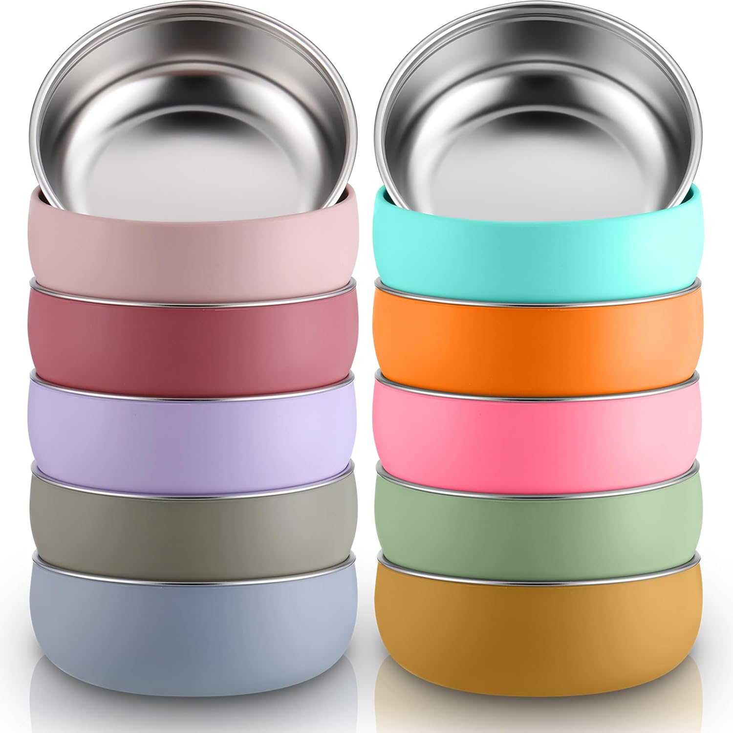 Nuogo 10 Pcs Stainless Steel Baby Bowls with Silicone Shell