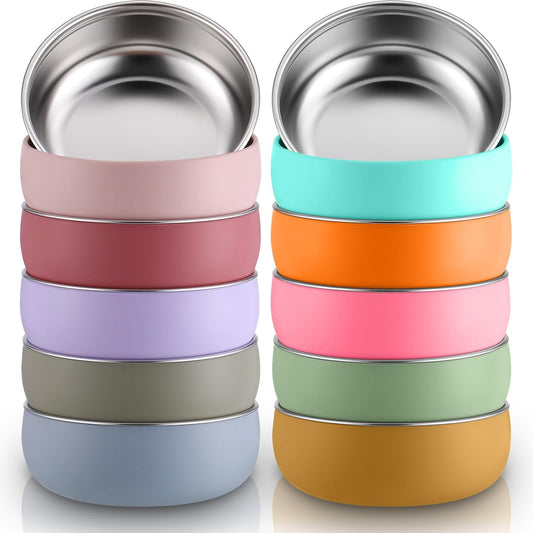 Nuogo 10 Pcs Stainless Steel Baby Bowls with Silicone Shell