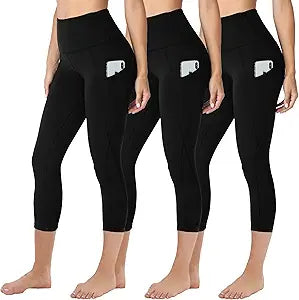 HLTPRO Capri Leggings for Women with Pockets - Tummy Control