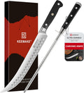 KEEMAKE BBQ Carving Knife Set - 10ft Butcher Knife & Honing Rod