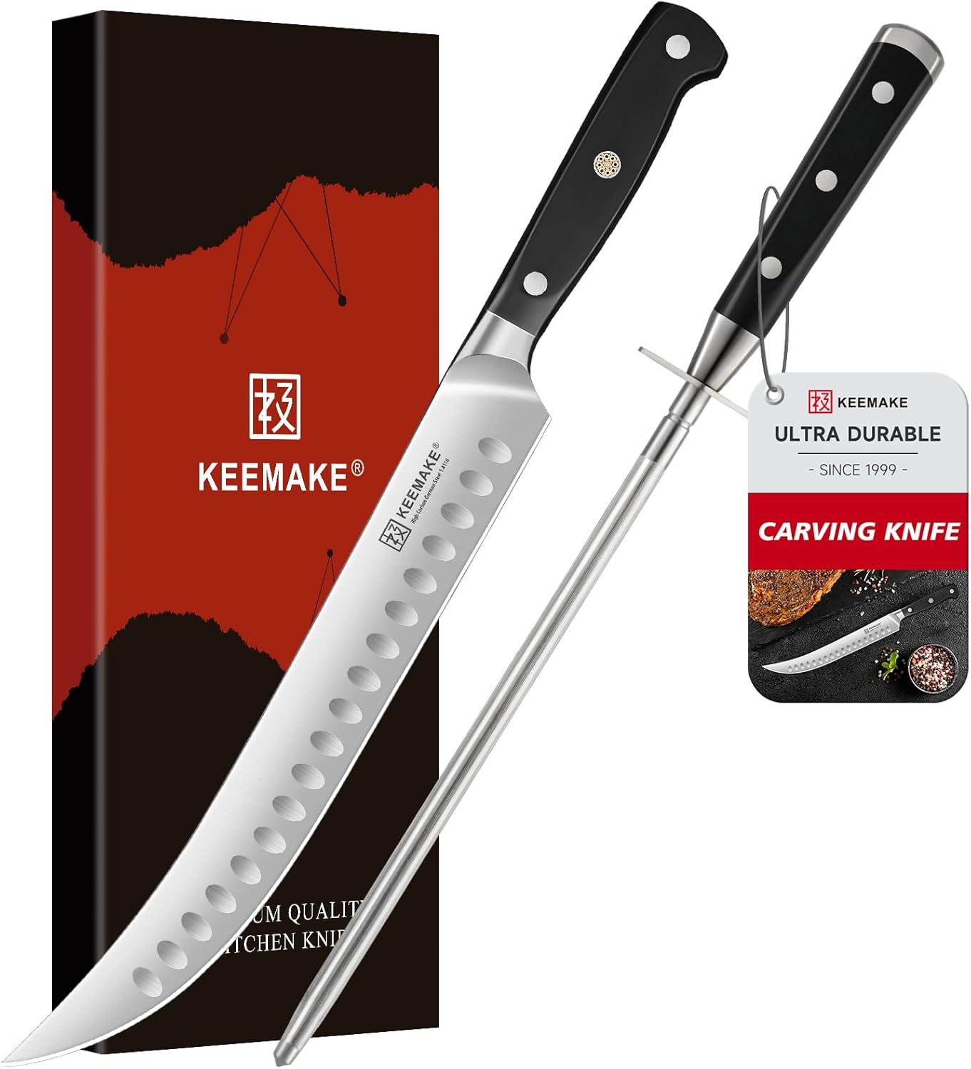 KEEMAKE BBQ Carving Knife Set - Razor Sharp Butcher & Slicing Knives