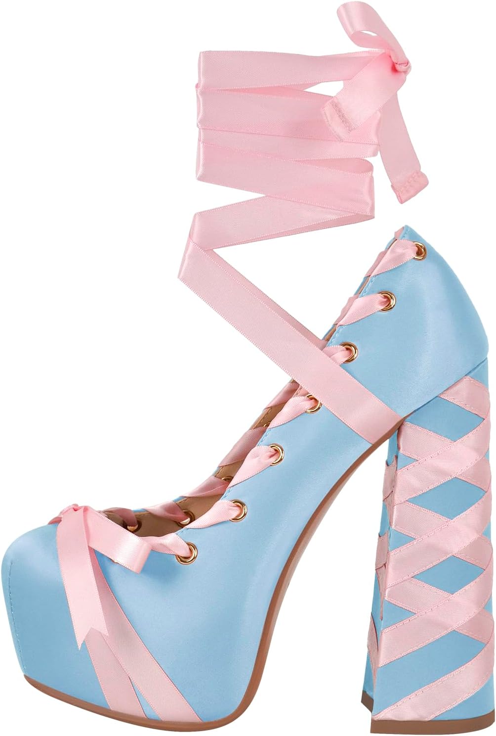 Platform Heels Chunky Bow Ribbon Pumps for Stylish Comfort