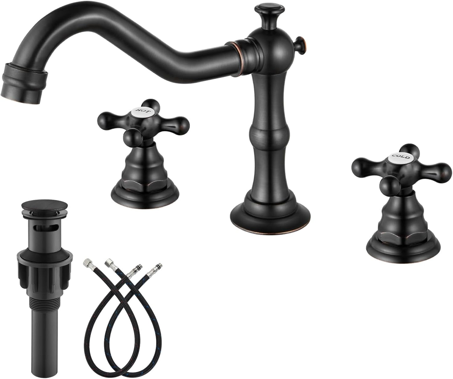 Gotonovo 3 Hole 8 Inch Widespread Bathroom Faucet with Drain