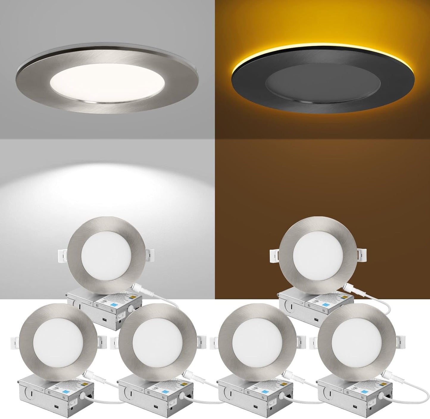 ZYC Recessed Lighting 4 Inch - 9W LED Downlight with Night Light
