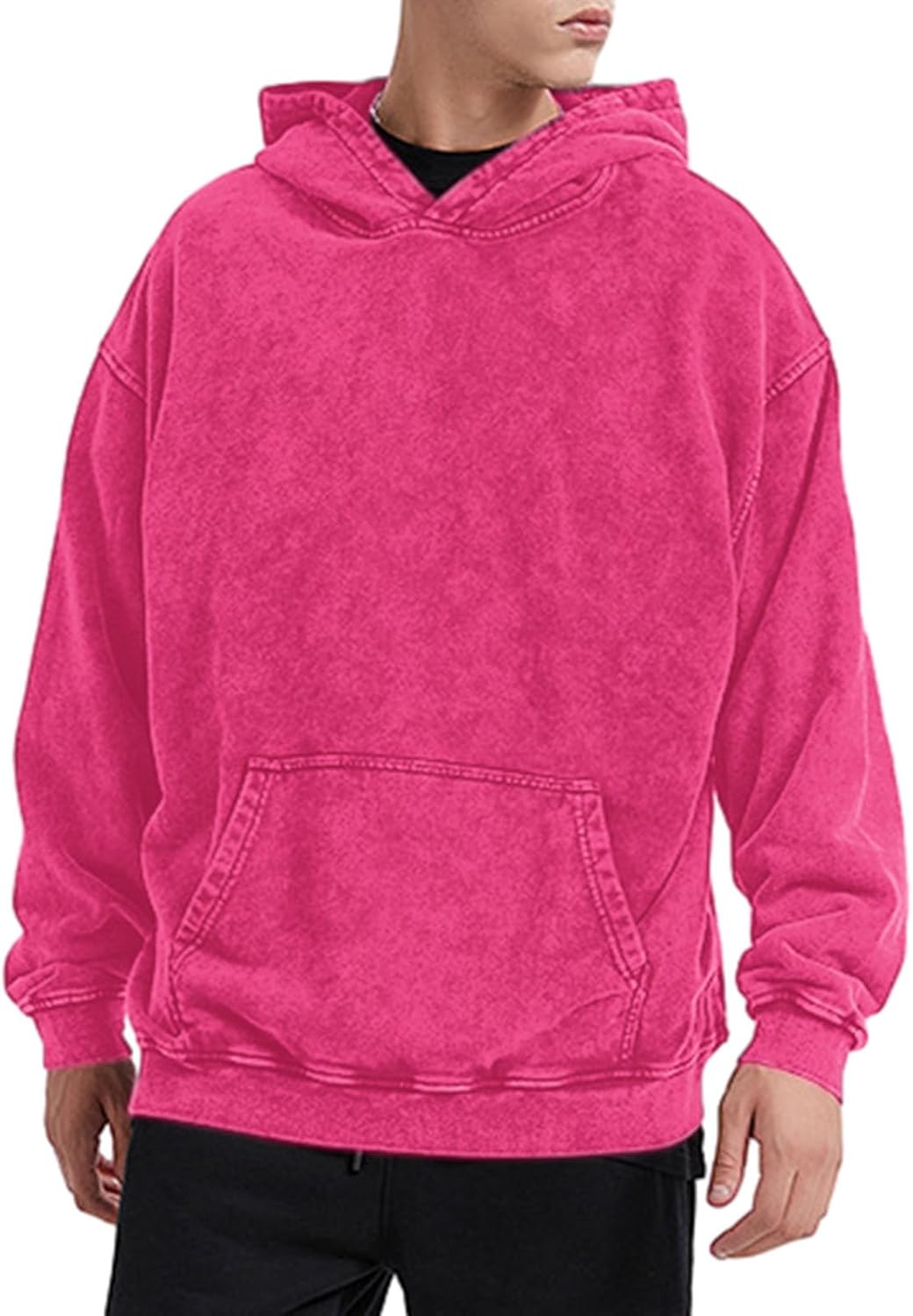 Bobeutou Oversized Hoodie Men Vintage Cotton Casual Sweatshirt
