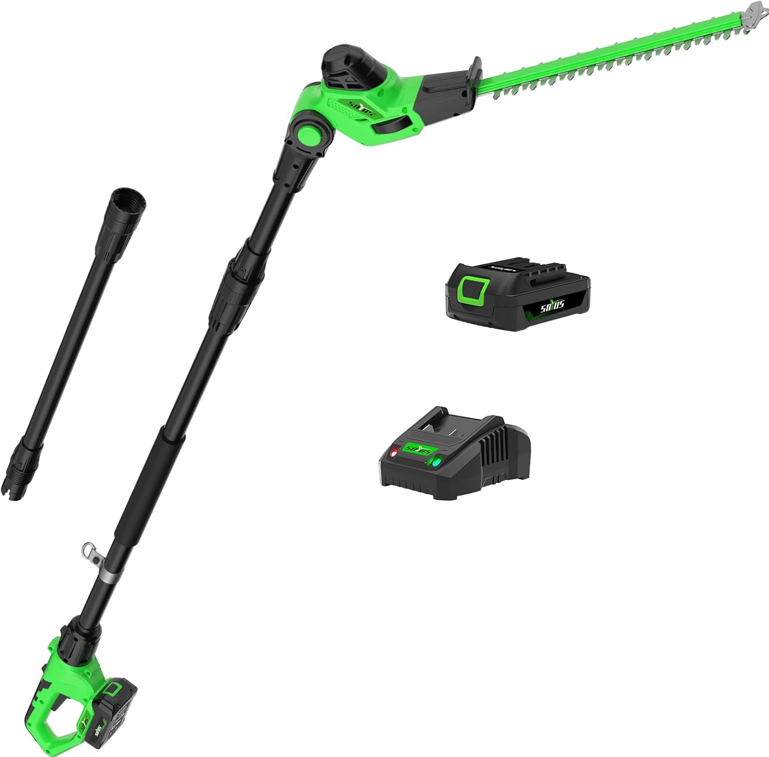 SOYUS Pole Hedge Trimmer Cordless with 15-Foot Max Reach