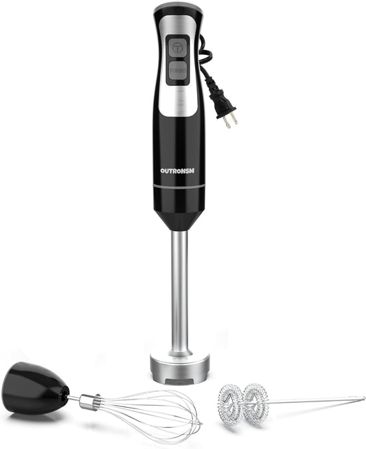 OUTRONSM 4-Point SS Blade Hand Blender: Blend, Froth, Whisk with Ease
