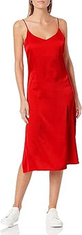 The Drop Women's Ana Silky V-Neck Midi Slip Dress - Versatile Wear
