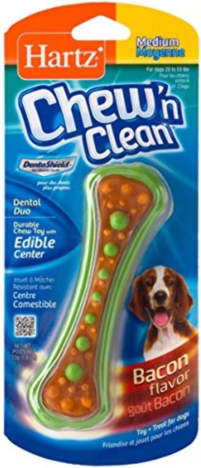 Hartz Chew 'n Clean Dog Toy - Bacon Flavor for Dental Health