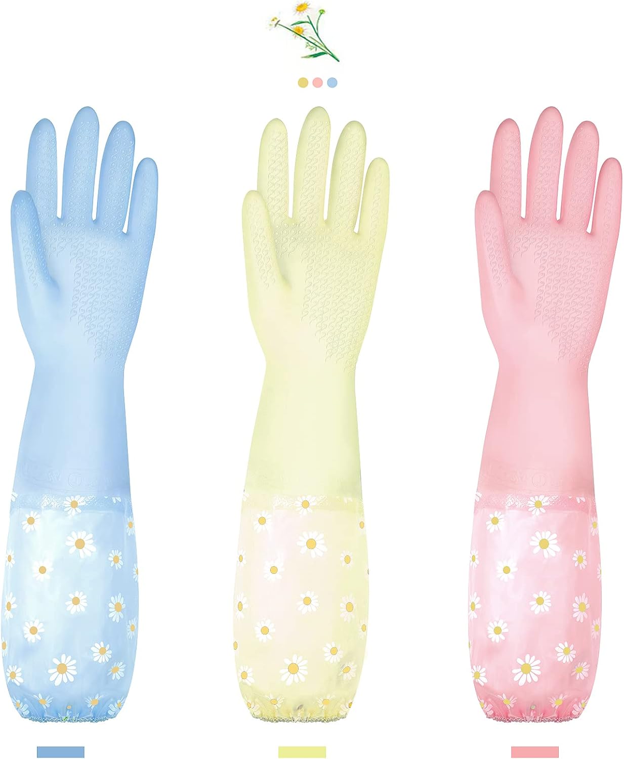Non-Slip Reusable Cleaning Gloves - 3 Pairs