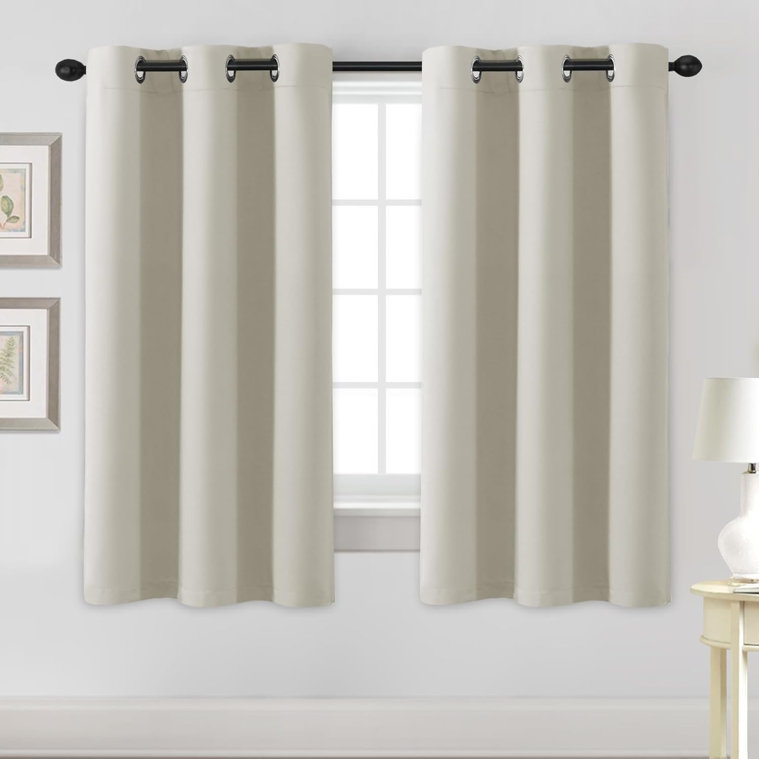 Room Darkening Blackout Curtains 63 Ivory Grommet - 2 Panels
